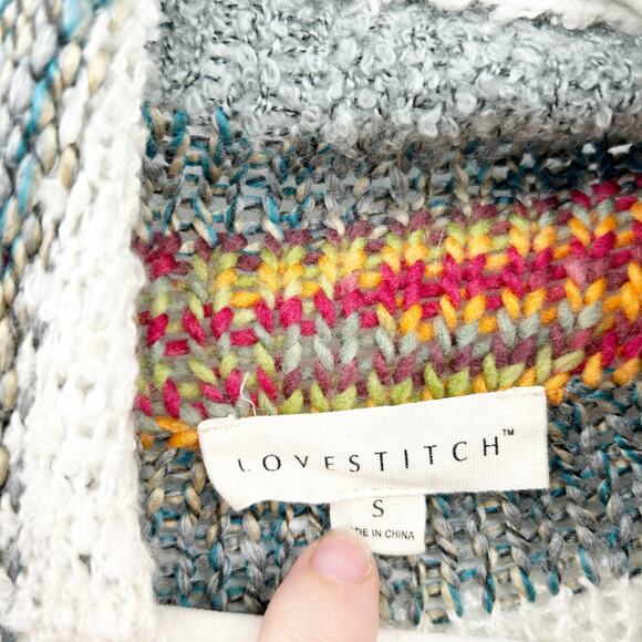 Lovestitch Fall Lagenlook Striped Open Front‎ Wool Blend Knit Cardigan Size S - Picture 3 of 7